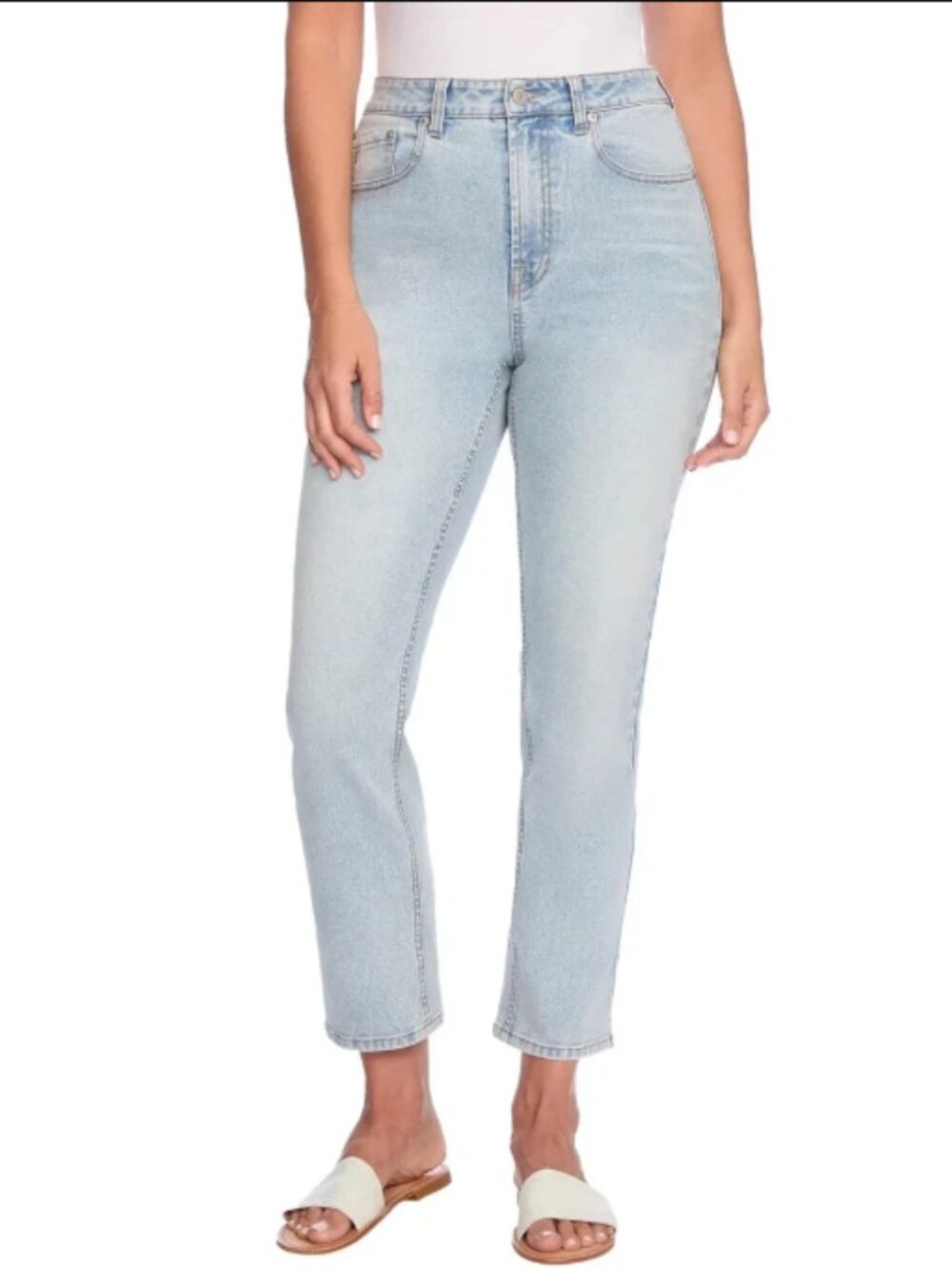 Frye Cuffed Crop Jean Sz 10/30 Light Wash High Rise Straight Leg Casual Comfort